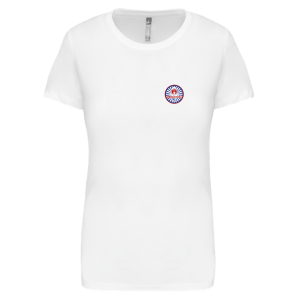 T shirt femme blanc col rond design verre